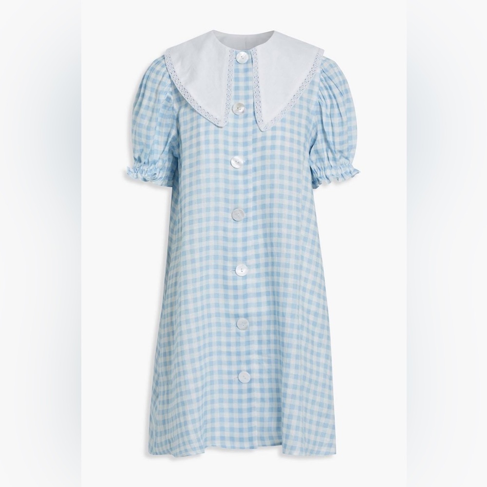Sleeper Blue Marie Linen Dress Oversized gingham dress 100% Linen